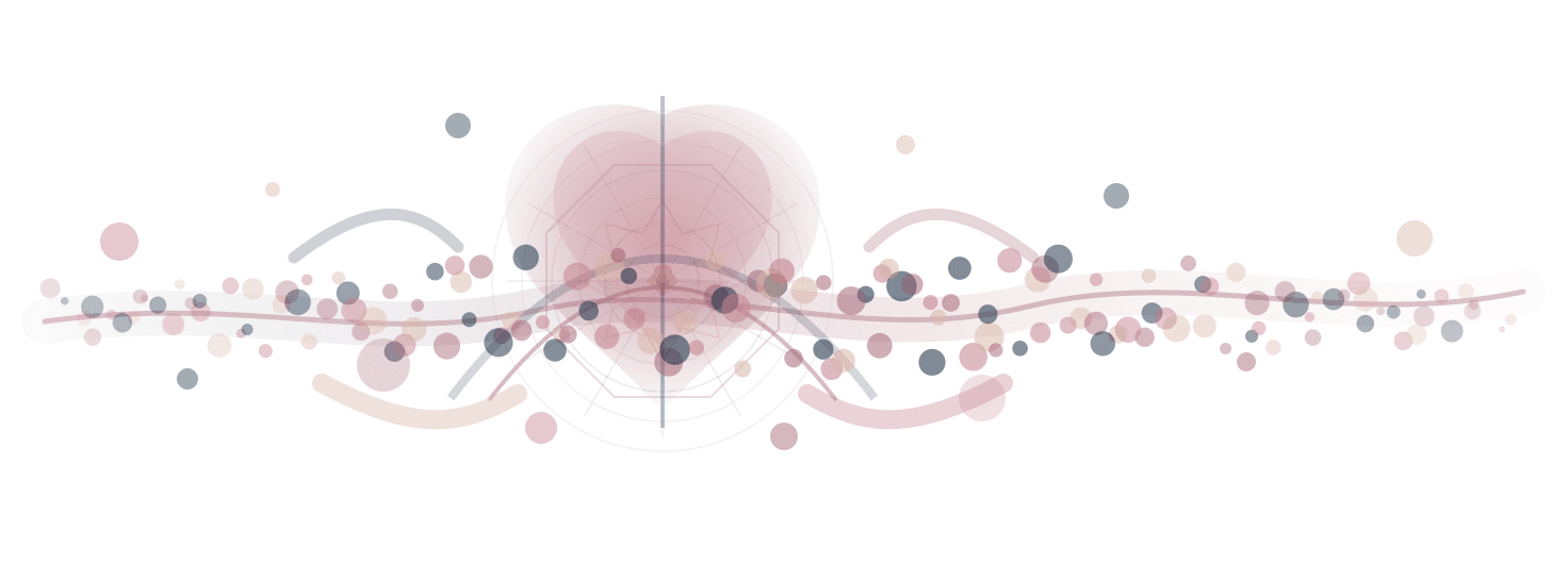 Transparent watercolor artwork of a heart form and flowing brush strokes